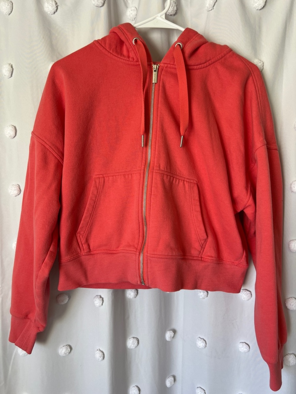 Calvin Klein Cropped Coral Zip-Up Hooded Sweatshirt